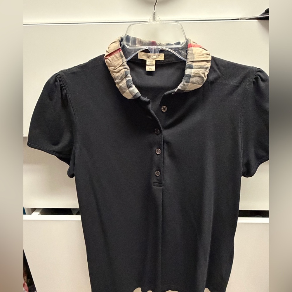 Burberry Black Check Collar Short Sleeve Shirt